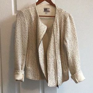 Lightweight knit semi crop zipper jacket